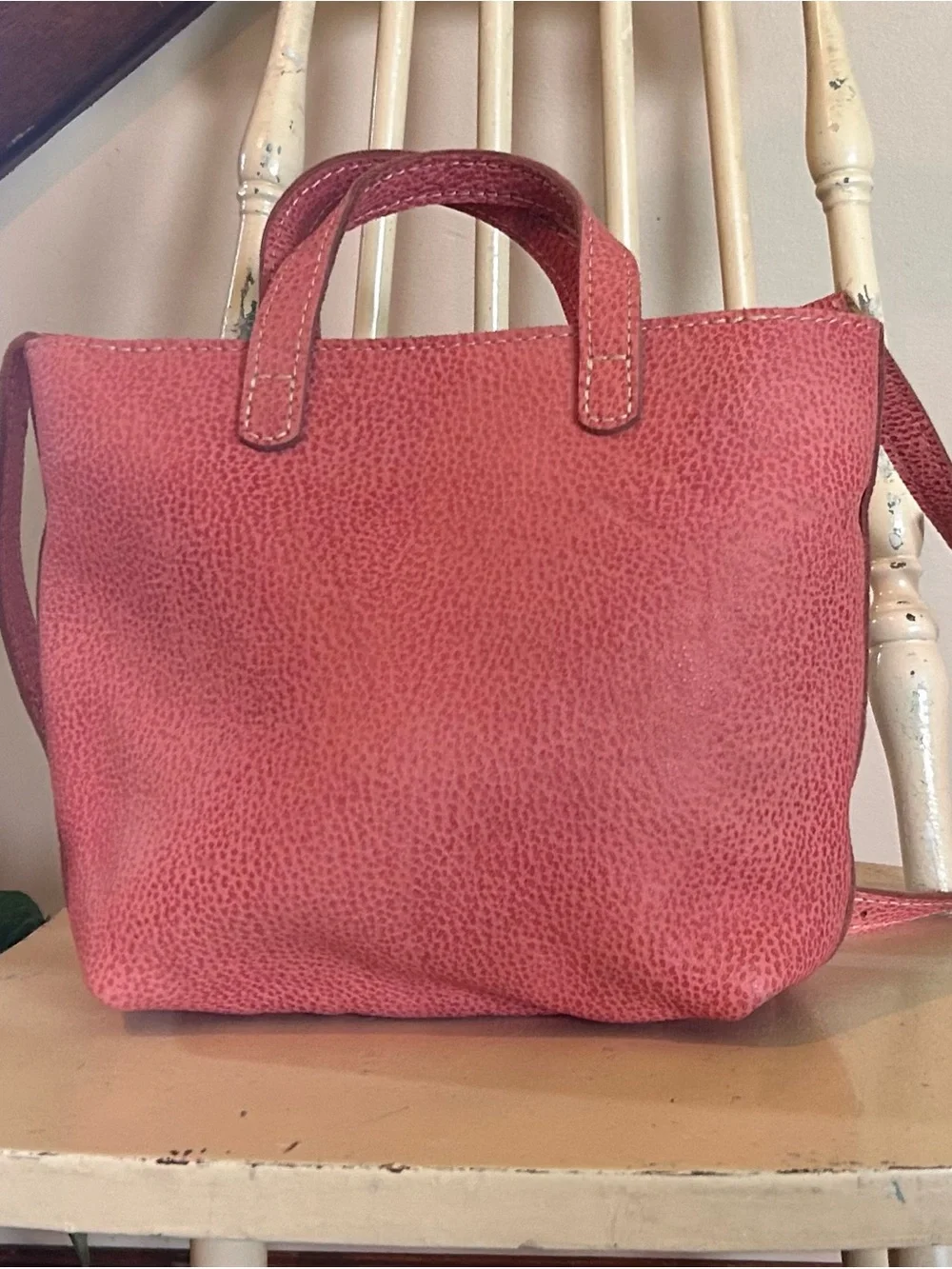 Portland Leather Goods Mini Tote Zip Top;  Flamingo Pink (Unicorn)